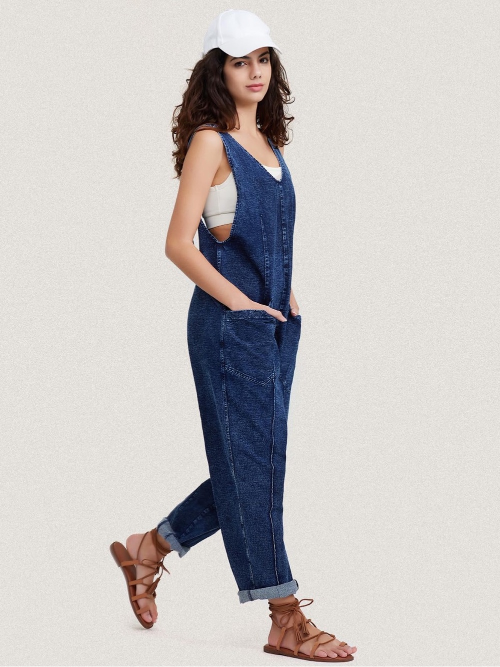 Boutique Women's High Roller Jumpsuit Blue Denim Size Large